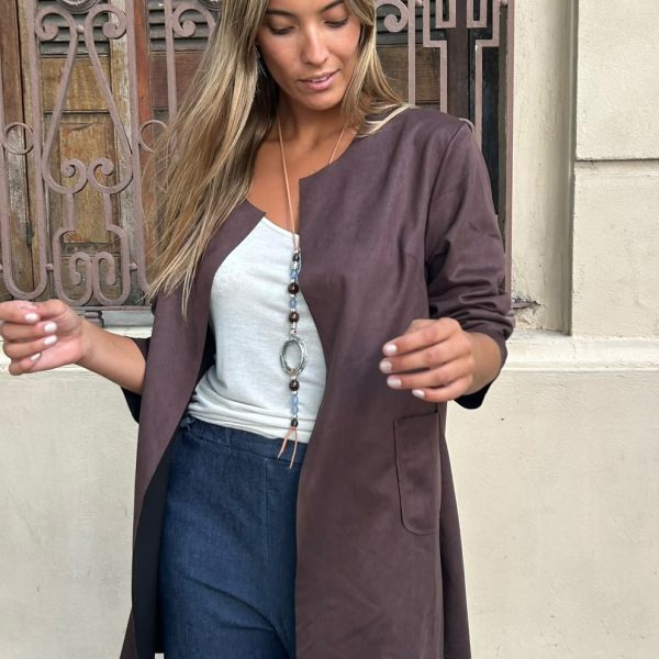 Chaqueta piel marrón